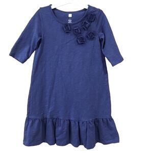 Tea Collection Navy Hopseed Applique dress Sz 7 Girl's 3/4 sleeve dress